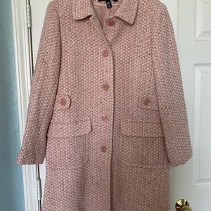 Moda International pink, white, and gold peacoat